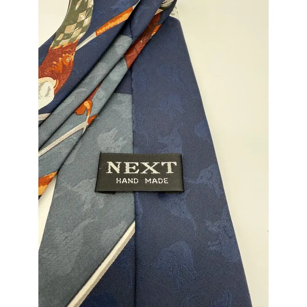 Vintage Next Blue Brown and Gray Handmade‎ Golf Design Silk Dress Suit Neck Tie